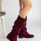 Maribel - Brick Red Suede Slouchy Boots