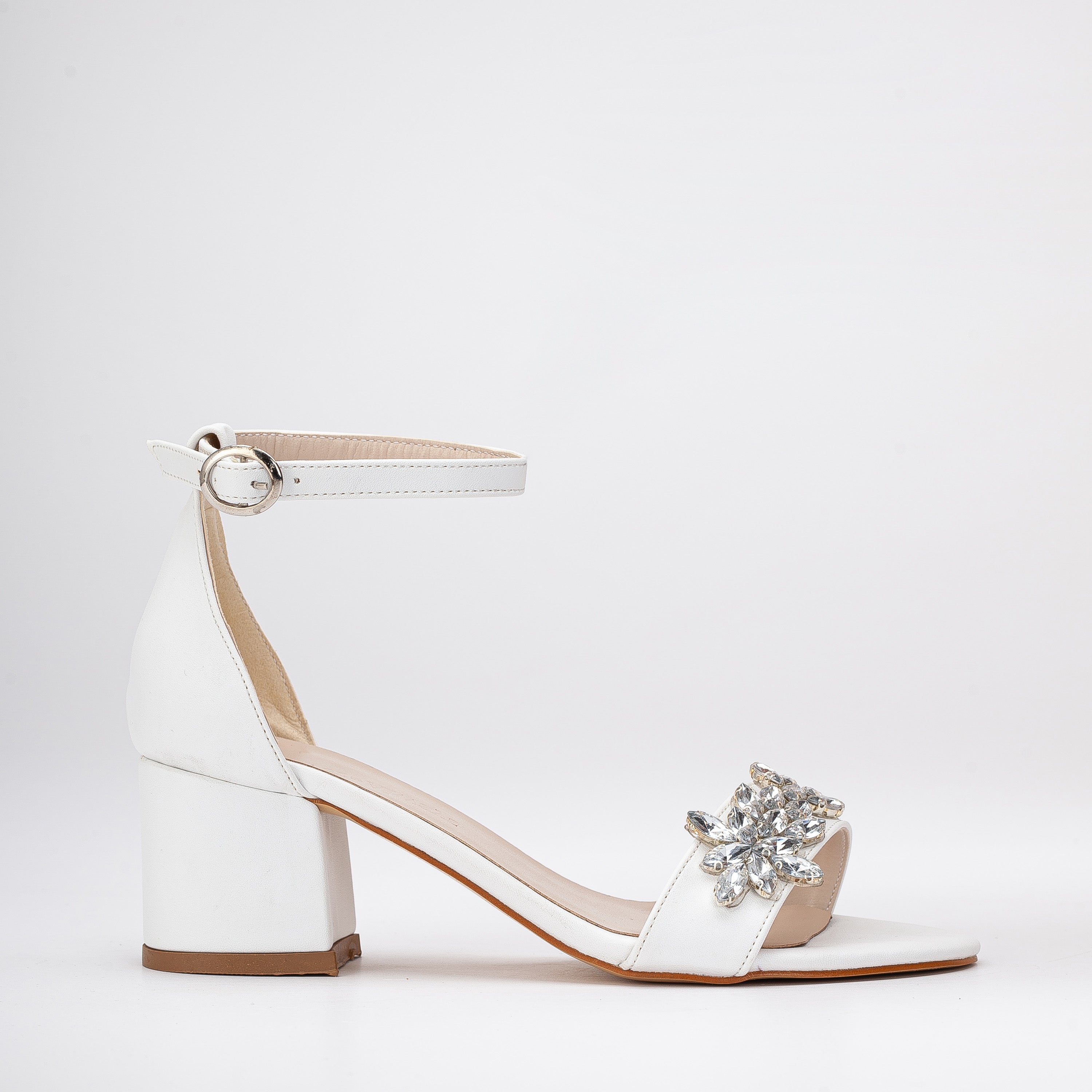 Peep Toe Embellished Ankle Strap Sandals D'orsay With Block Heels | Up2Step