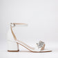 Helen - White Wedding Shoes Rhinestone and Ribbon