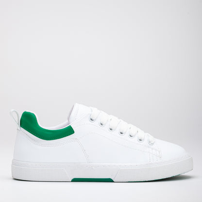 White and green sneakers, Green and white athletic shoes, Stylish white and green trainers, Chic green and white kicks, Trendy white and green footwear, Fashionable green and white sneakers, Elegant white and green sports shoes, Classic green and white running shoes, Comfortable white and green sneakers, White and green sneakers for casual wear.