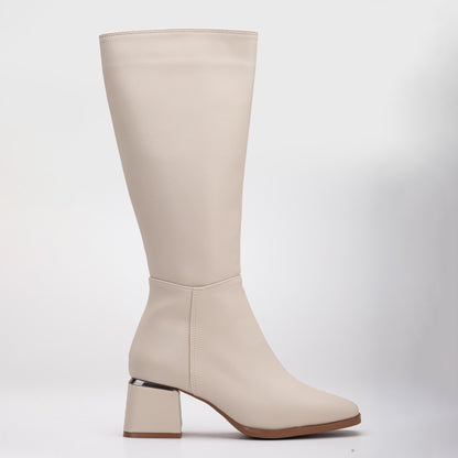 Knee High Boots, Beige Boots, Beige Knee High Boots, Women Boots, Beige Heeled Boots, Tall Boot, High Heel Boots, Beige Long Heeled Boots