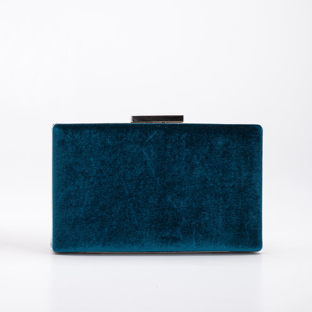 Green orders Velvet Clutch Purse with Very Unique Brass Sliding Pop-Up Hinge Closure