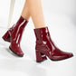 Maya - Burgundy Patent Ankle Boots