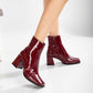 Maya - Burgundy Patent Ankle Boots