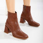 Maya - Cognac Brown Ankle Boots