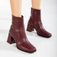 Maya - Burgundy Matt Ankle Boots