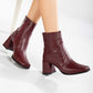 Maya - Burgundy Matt Ankle Boots