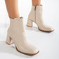 Vegan ankle-high boots, beige ankle-high boots, sustainable ankle-high boots, cruelty-free ankle-high boots, eco-friendly ankle-high boots, vegan leather beige boots, women's beige ankle boots, stylish beige ankle boots, faux leather ankle-high boots, beige vegan boots.