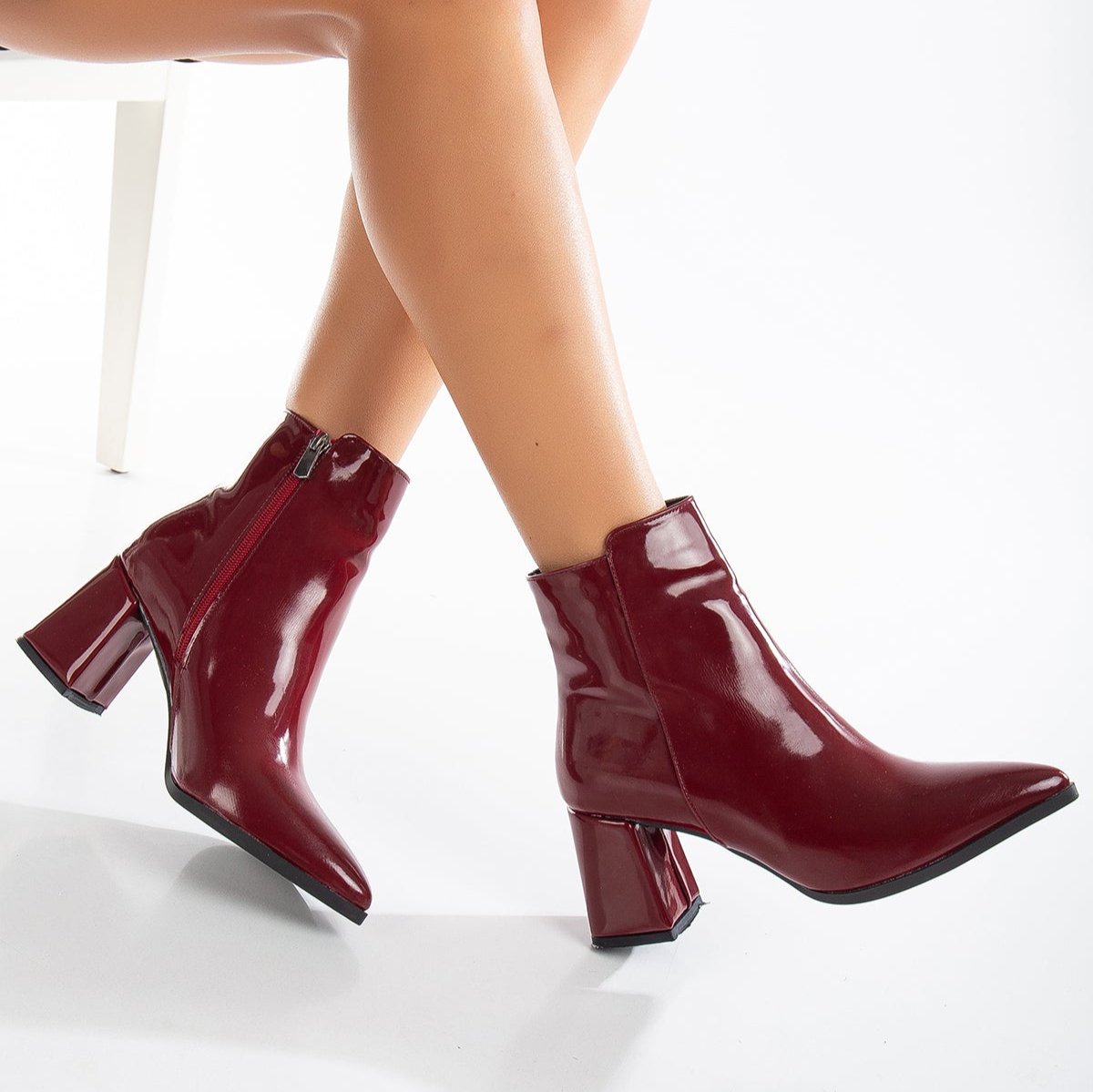 Fashion burgundy booties heels