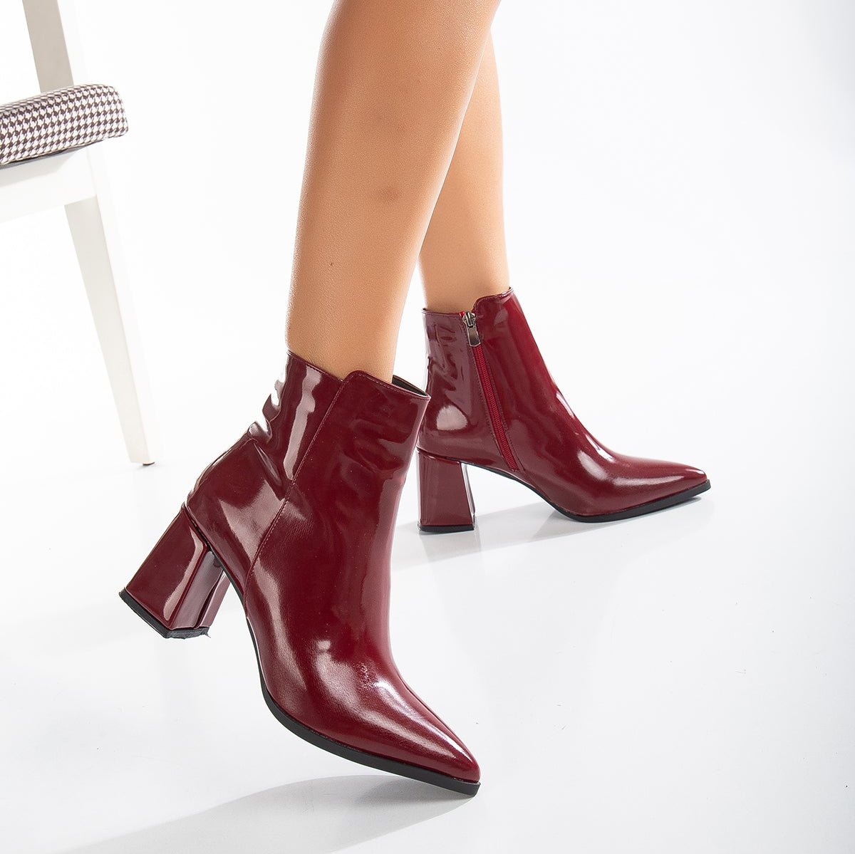 Patent leather burgundy boots best sale