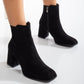 Vegan ankle-high boots, black ankle-high boots, sustainable ankle-high boots, cruelty-free ankle-high boots, eco-friendly ankle-high boots, vegan leather ankle-high boots, women's black ankle boots, stylish black ankle boots, faux leather ankle-high boots, black vegan boots.