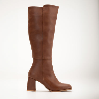 Vegan knee-high boots, black knee-high boots, tobacco brown knee-high boots, sustainable knee-high boots, cruelty-free knee-high boots, eco-friendly knee-high boots, vegan leather knee-high boots, women's knee-high boots, stylish knee-high boots, faux leather knee-high boots.