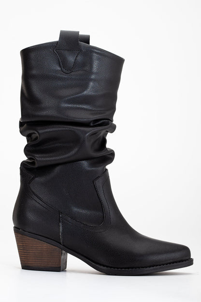 Bonnie - Black Slouch Western Boots