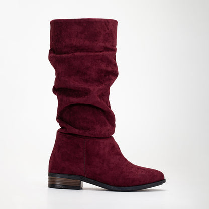 Maribel - Brick Red Suede Slouchy Boots