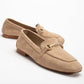 Olly - Dark Beige Suede Horsebit Loafers