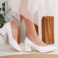 Mariam - White Block Heel Stiletto