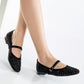 Emilie - Black Studded Crystal Mary Jane Flats