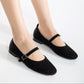 Emilie - Black Suede Mary Jane Flats