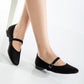 Emilie - Black Suede Mary Jane Flats