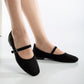 Emilie - Black Suede Mary Jane Flats