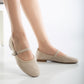 Emilie - Beige Suede Mary Jane Flats