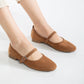 Emilie - Cognac Brown Suede Mary Jane Flats