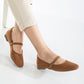 Emilie - Cognac Brown Suede Mary Jane Flats