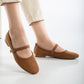 Emilie - Cognac Brown Suede Mary Jane Flats