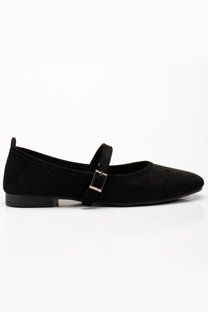 Emilie - Black Suede Mary Jane Flats