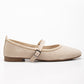 Emilie - Beige Suede Mary Jane Flats