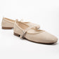 Emilie - Beige Suede Mary Jane Flats