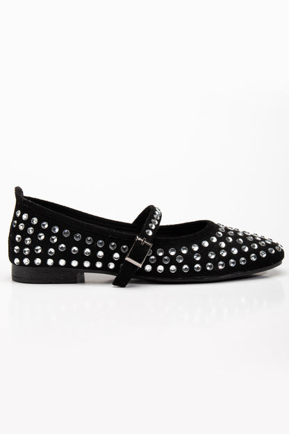 Emilie - Studded Crystal Mary Jane Flats