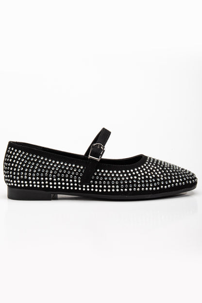 Emilie - Studded Mini Crystal Mary Jane Flats