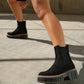 Luz Black Suede Block Heel Boot (Women)