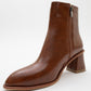 Alba Cognac Brown Block Heel Boot (Women)