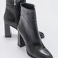 Jewel Black Pattern High Heel Boot (Women)
