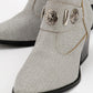 Kenda Silver Glitter Buckle Block Heel Boot (Women)