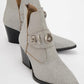 Kenda Silver Glitter Buckle Block Heel Boot (Women)