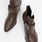 Kenda Brown Buckle Block Heel Boot (Women)