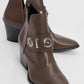 Kenda Brown Buckle Block Heel Boot (Women)