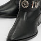 Kenda Black Buckle Block Heel Boot (Women)