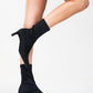 Lewin Black Stretch Pointed Toe Stiletto Boot (Women)