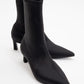 Lewin Black Stretch Pointed Toe Stiletto Boot (Women)