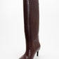 Cassandra Burgundy Pattern High‑Heel Boot (Women)