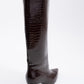 Cassandra Brown Pattern High‑Heel Boot (Women)