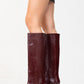 Cassandra Burgundy Pattern High‑Heel Boot (Women)