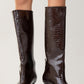 Cassandra Brown Pattern High‑Heel Boot (Women)