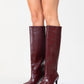 Cassandra Burgundy Pattern High‑Heel Boot (Women)