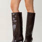 Cassandra Brown Pattern High‑Heel Boot (Women)