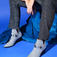 Kenda Silver Glitter Buckle Block Heel Boot (Women)